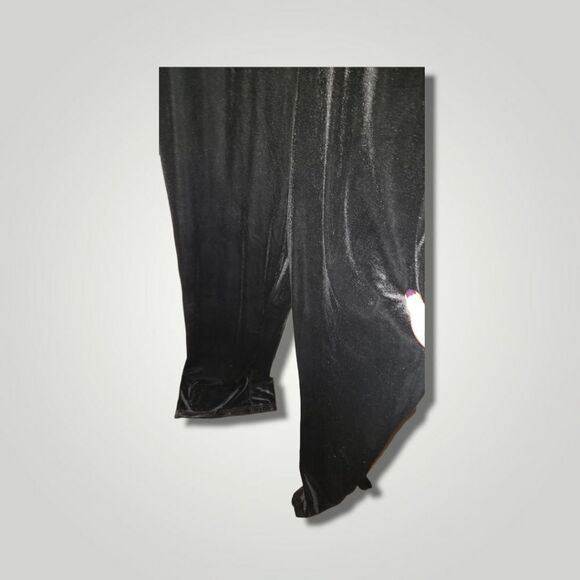 MODA Black Sleeveless Basic velvet Casual Jumpsuit flare bottom Romper - Picture 7 of 11